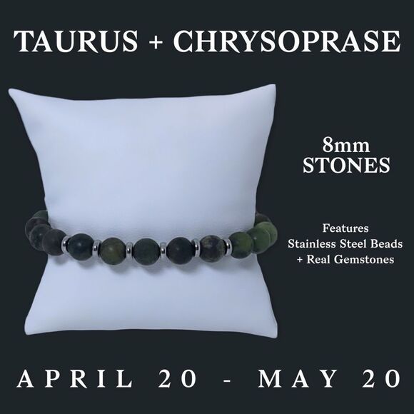 NWT Wool + Pepper Co. Taurus + Chrysoprase Bracelet - Zodiac x Gemstone - Picture 4 of 13